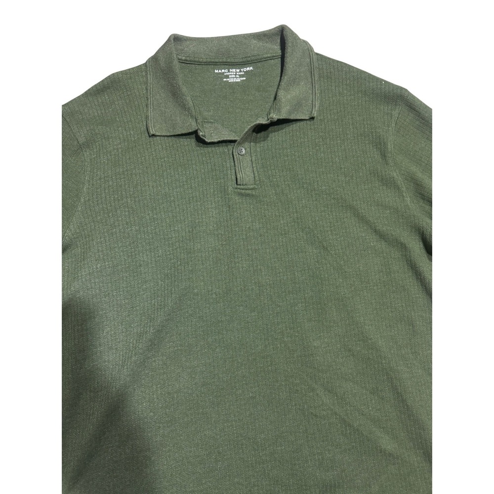 Marc New York Andrew Marc Mens XL Green Ribbed Short Sleeve Polo Shirt CMMNYK617
